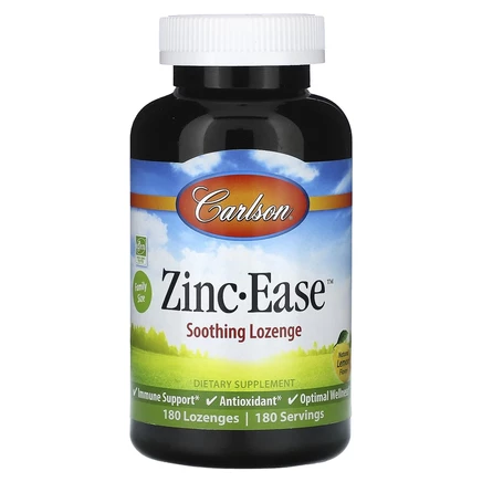 Carlson, Zinc-Ease, успокаивающие пастилки, натуральный лимон, 180 пастилок