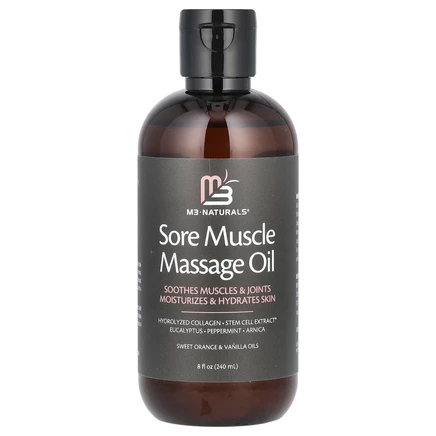 M3 Naturals, Масло для массажа при боли в мышцах, сладкий апельсин и ваниль, 240 мл (8 жидк. Унций)