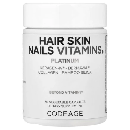 Codeage, витамины для волос, кожи и ногтей, Platinum, 60 растительных капсул