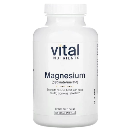 Vital Nutrients, магний, 200 веганских капсул