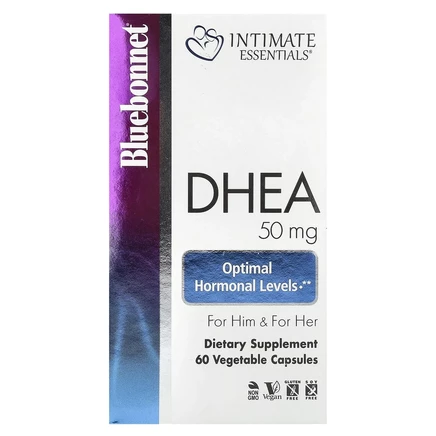 Bluebonnet Nutrition, Intimate Essentials, ДГЭА, для мужчин и для нее, 50 мг, 60 вегетарианских капсул