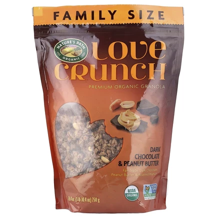 Nature's Path, Love Crunch®, органическая гранола премиального качества, темный шоколад и арахисовая паста, 750 г (26,4 унции)
