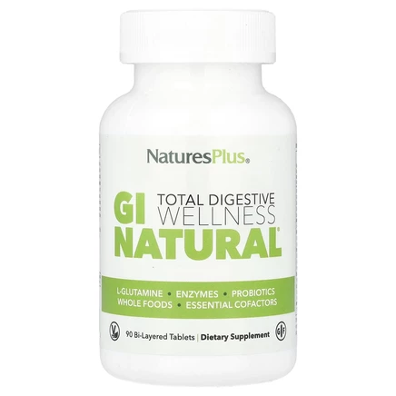 NaturesPlus, Total Digestive Wellness, GI Natural, комплекс для пищеварительной системы, 90 двухслойных таблеток