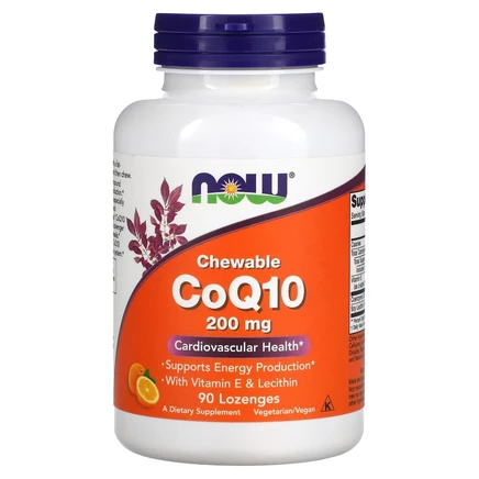 Пастилки с коэнзимом Q10 NOW Foods, апельсин, 90 шт.