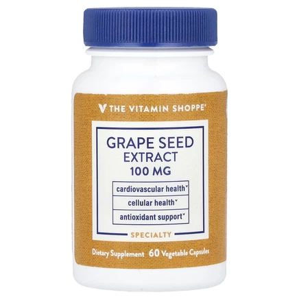 The Vitamin Shoppe, Экстракт виноградных косточек, 100 мг, 60 растительных капсул