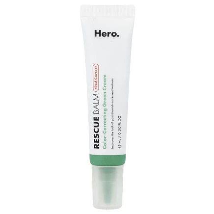 Hero Cosmetics, Rescue Balm + Red Correct, зеленый крем для коррекции цвета, 15 мл (0,5 жидк. унции)