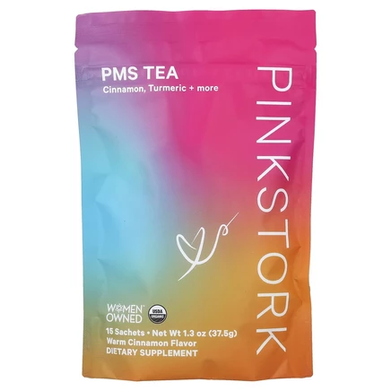 Pink Stork, чай PMS, согревающий с корицей, 15 пакетиков, 37,5 г (1,3 унции)