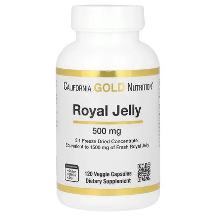 California Gold Nutrition, маточное молочко, сублимированный концентрат, 500 мг, 120 растительных капсул