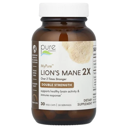 Pure Essence, MyPure ™, Lion's Mane 2X, двойная сила действия, 30 растительных капсул