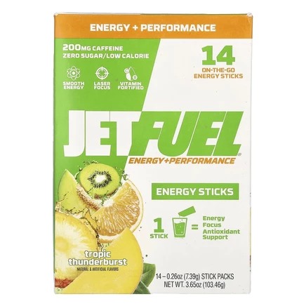 GAT, JetFuel®, Energy + Performance, Energy Sticks, Tropic Thunderburst, 14 пакетиков по 7,39 г (0,26 унции)