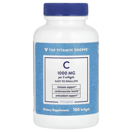 The Vitamin Shoppe, Витамин C, 1000 мг, 100 мягких таблеток (500 мг в 1 капсуле)