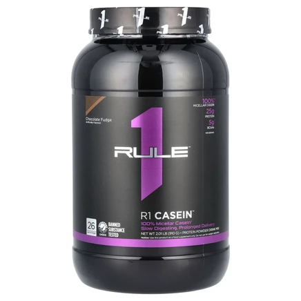 Rule One Proteins, R1 Casein, протеиновая смесь для приготовления напитка, со вкусом шоколадной помадки, 910 г (2,01 фунта)