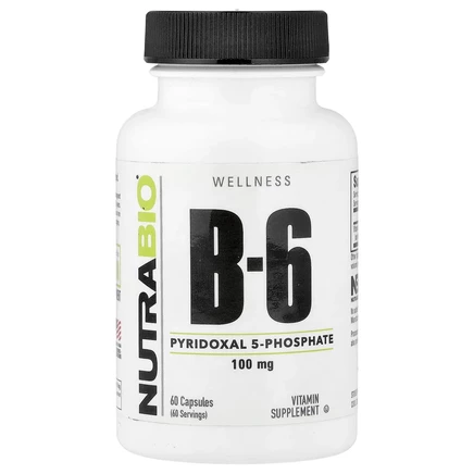 NutraBio, Витамин B6, 100 мг, 60 капсул