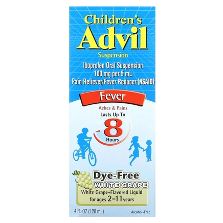 Children's Advil, Fever, для детей в возрасте от 2 до 11 лет, белый виноград, 120 мл (4 жидк. унции)