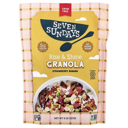 Seven Sundays, Nut Granola, смесь Rise & Shine, клубника, банан и орех, 227 г (8 унций)