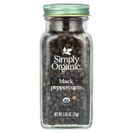 Simply Organic, Зерна черного перца, 2.65 унций (75 г)