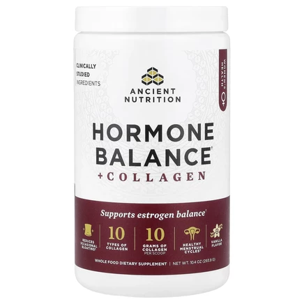 Ancient Nutrition, Hormone Balance + коллаген, с ванильным вкусом, 293,9 г (10,4 унции)