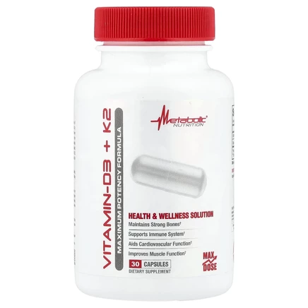 Metabolic Nutrition, витамины D3 и К2, 30 капсул