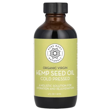 Pure Body Naturals, Органическое масло семян конопли первого отжима, 118 мл (4 жидк. Унции)