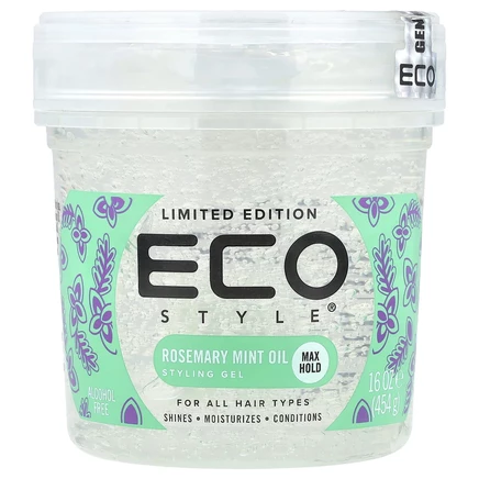 Eco Style, гель для укладки волос, максимальная фиксация, для всех типов волос, масло розмарина и мяты, 454 г (16 унций)
