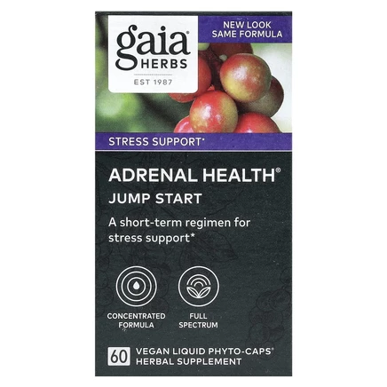 Gaia Herbs, Adrenal Health, Jump Start, 60 веганских фитокапсул с жидкостью