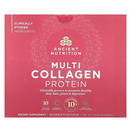 Ancient Nutrition, комплекс коллагенов и протеинов, 40 пакетиков-стиков по 10,1 г (0,36 унции)