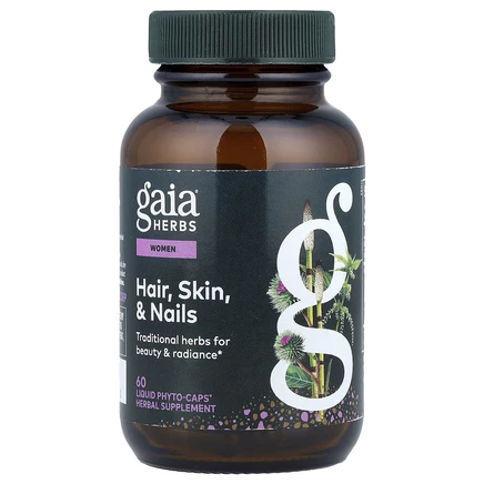 Gaia Herbs, Поддержка для волос, кожи и ногтей, 60 веганских капсул Liquid Phyto-Caps