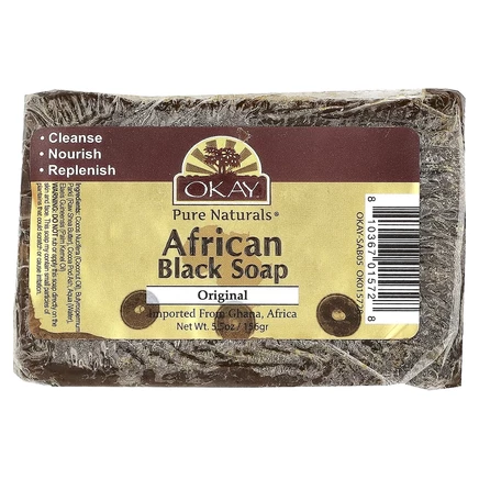 Okay Pure Naturals, Африканское черное мыло, оригинальное, 156 г (5,5 унции)
