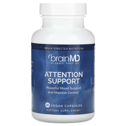 BrainMD, добавка для поддержки внимания, 90 веганских капсул