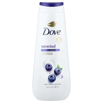 Dove, Unwind, гель для душа, голубика и Лунное молочко, 20 жидк. унций