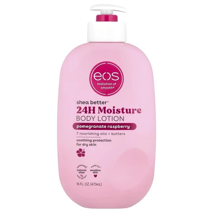 EOS, Shea Better ™, увлажняющий лосьон для тела на 24 часа, гранат и малина, 473 мл (16 жидк. Унций)