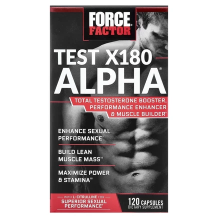 Force Factor, Test X180 Alpha, усилитель тестостерона, 120 капсул