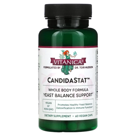 Vitanica, CandidaStat, поддержка баланса дрожжей, 60 вегетарианских капсул