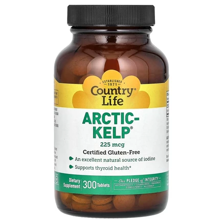 Country Life, Arctic-Kelp, арктические бурые водоросли, 225 мкг, 300 таблеток