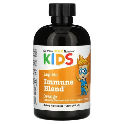 California Gold Nutrition, жидкая добавка для укрепления детского иммунитета, без спирта, с апельсиновым вкусом, 118 мл (4 жидк. унции)