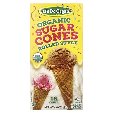 Edward & Sons, Let's Do Organic, рожки для мороженого из органического сахара, закрученные, 12 шт.