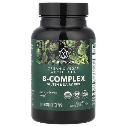 PlantFusion, Органический веганский комплекс витаминов группы B, 60 органических вегетарианских капсул
