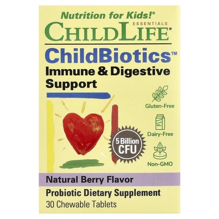 ChildLife Essentials, LiveBiotics, поддержка иммунитета и пищеварения, натуральный ягодный вкус, 5 млрд КОЕ, 30 жевательных таблеток