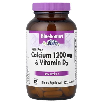 Bluebonnet Nutrition, безмолочный кальций и витамин D3, 1200 мг, 120 капсул (600 мг в одной капсуле)