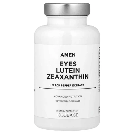 Codeage, Amen, Eyes, лютеин, зеаксантин и экстракт черного перца, 90 растительных капсул