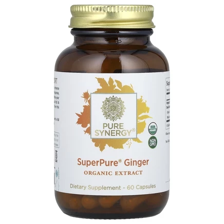 Pure Synergy, SuperPure, имбирь, органический экстракт, 60 капсул