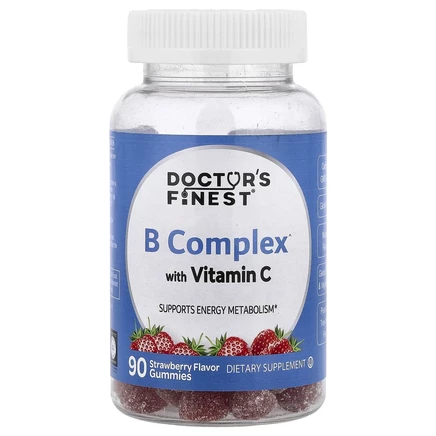 Doctor's Finest, B Complex с витамином C, клубника, 90 жевательных таблеток
