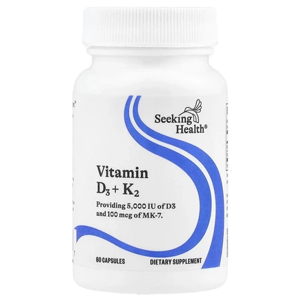 Seeking Health, Витамин D3 + K2, 60 вегетарианских капсул