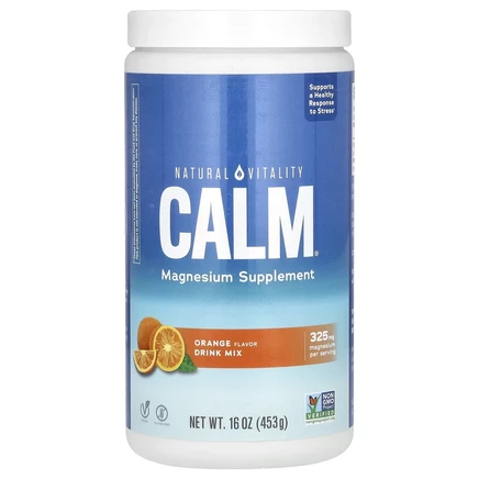 Natural Vitality, CALM, добавка с магнием для приготовления напитка, со вкусом апельсина, 453 г (16 унций)