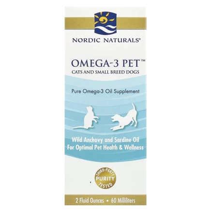 Nordic Naturals, Omega-3 Pet ™, для кошек и собак мелких пород, 60 мл (2 жидк. Унции)