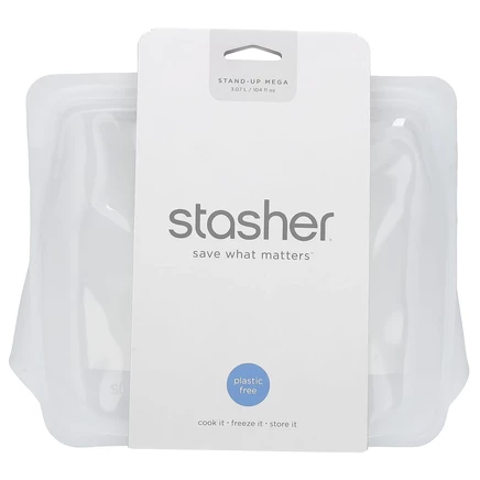 Stasher, Stand-Up Mega, силиконовый пакет для хранения, прозрачный, 3,07 л (104 жидк. Унции)