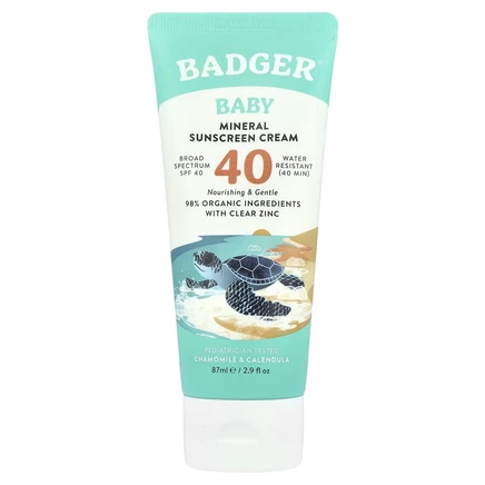 Badger, минеральный солнцезащитный крем для детей, SPF 40, ромашка и календула, 87 мл (2,9 жидк. унции)
