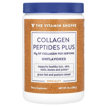The Vitamin Shoppe, Collagen Peptides Plus, без ароматизаторов, 283 г (10 унций)