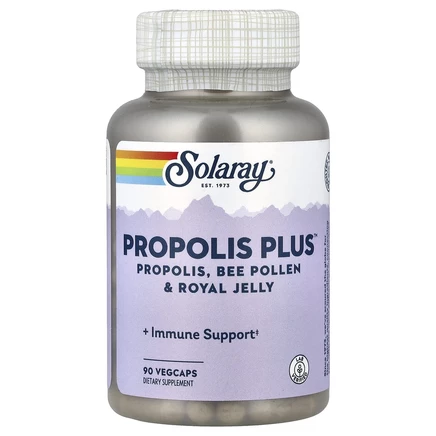 Solaray, Propolis Plus, прополис, пчелиная пыльца и маточное молочко, 90 растительных капсул
