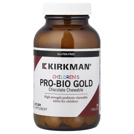 Kirkman Labs, Детские жевательные таблетки Pro-Bio Gold, шоколад, 90 таблеток
